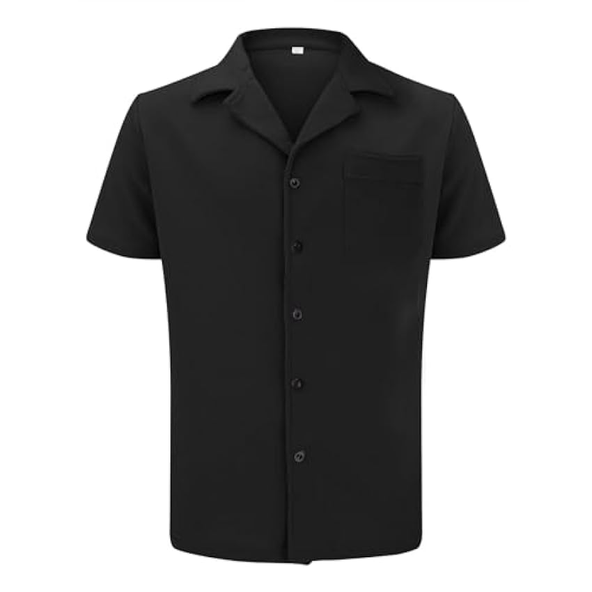 Chemise d´été à manches courtes pour homme - Couleur unie - Chemise décontractée pour homme 2024 - Coupe classique - Chemise boutonnée KvLDSNwL