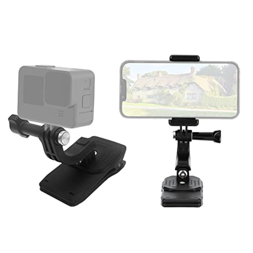 Fututech 360° Support Réglable pour Caméras d´action pour GoPro pour DJI OSMO Action pour Insta360 One R 57-92mm Support de Sac à Dos pour Smartphone LXWGCPAx