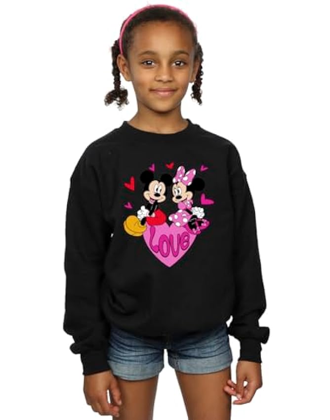 Disney Fille Mickey & Minnie Love Hearts Sweat-Shirt Ls
