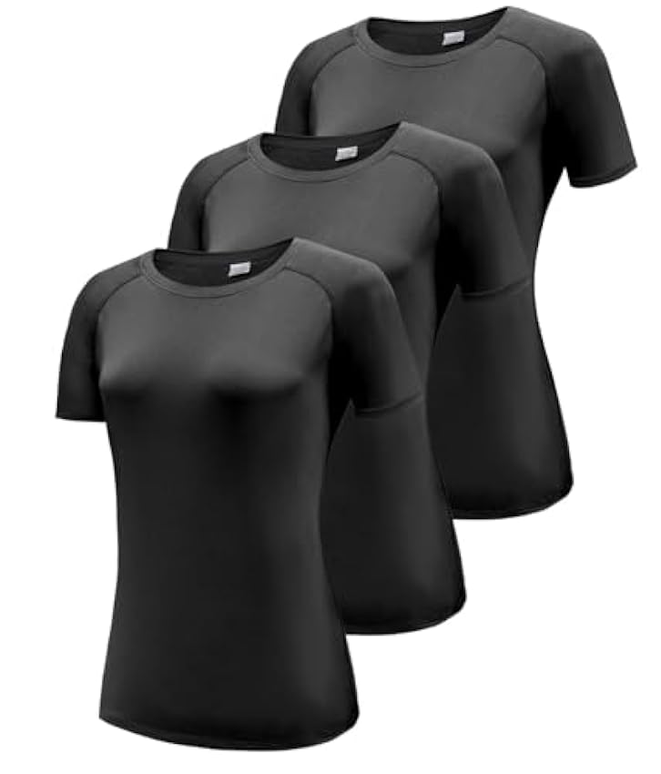 Boyzn Lot de 3 chemises de course à pied à manches courtes/longues pour femme, protection solaire UPF 50+, t-shirts de sport et de sport nadhucap