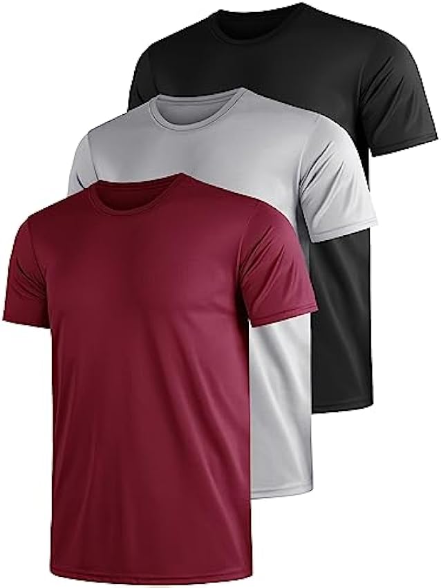 UEEKO Lot De 3 T-Shirts De Sport à Manches Courtes pour Homme SéChage Rapide Respirant pour Le Fitness La Course à Pied iJNjnaOx