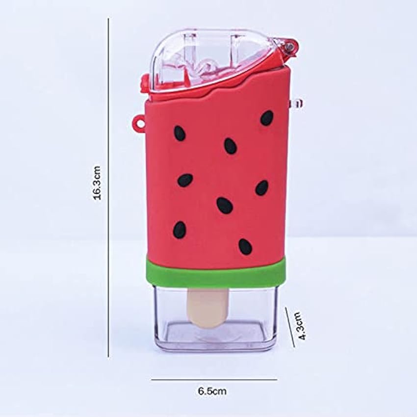 CJFael Bouteille d´eau de 300 ml avec cordon en forme de crème glacée portable pour enfants avec motif de dessin animé Rouge pastèque 0vVSqiwE