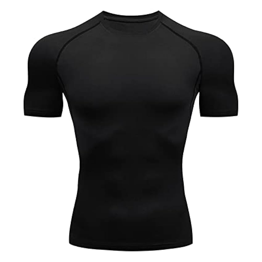 T-shirt de compression à manches courtes pour homme en soie glacée - Col rond - Stretch - Séchage rapide - Design tridimensionnel - Gym - Gym - T-shirt de sport - Bodybuilding - M-3XL ByqfyGeD