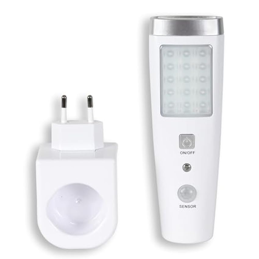 FISHTEC Lampe Torche à Détecteur de Présence - Angle Détection 60° - 15 LED - Rechargeable - Chargeur Induction Sans Fil - Batterie 3,7 V -15 CM - Blanc OJSk7IiH