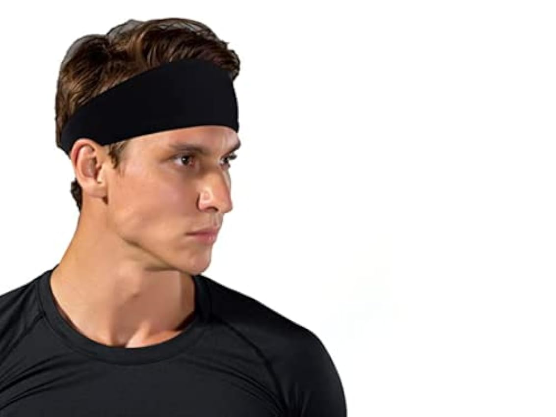 Lot de 4 bandeaux sport de tête, disponibles en 5,5 cm et 8 cm de large, unisexe, noir kjFfxMpU