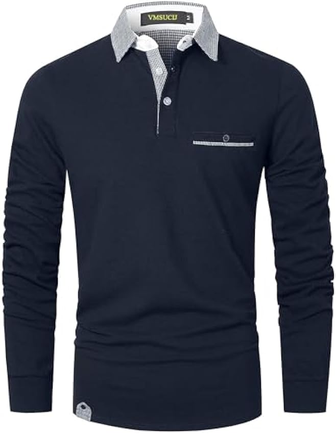 VMSUCIJ Polo de Sport à Manches Longues pour Homme Slim fit Polo en Coton t-Shirt de Golf avec Poches pQMENsIH