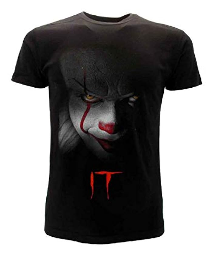T-Shirt Noir Clown IT Visage du Clown Stephen King Film