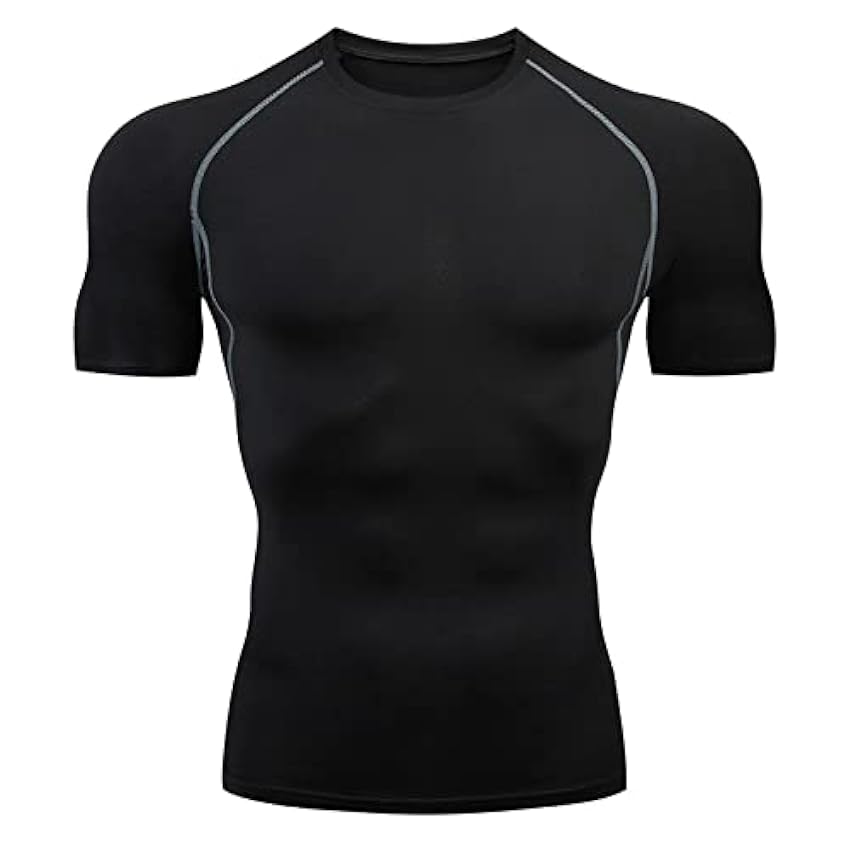 T-shirt de compression à manches courtes pour homme en soie glacée - Col rond - Stretch - Séchage rapide - Design tridimensionnel - Gym - Gym - T-shirt de sport - Bodybuilding - M-3XL ByqfyGeD