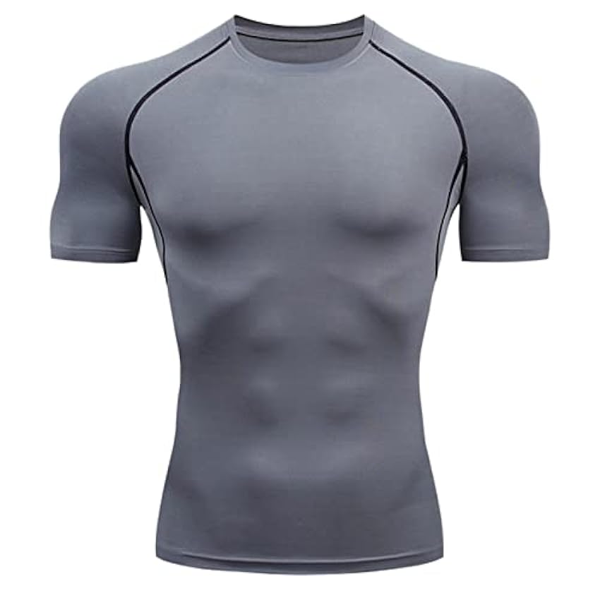 T-shirt de compression à manches courtes pour homme en soie glacée - Col rond - Stretch - Séchage rapide - Design tridimensionnel - Gym - Gym - T-shirt de sport - Bodybuilding - M-3XL BVxJUafQ