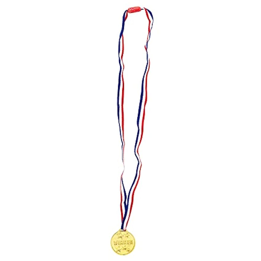 Idena- Lot de 4 médailles dorées avec Le Motif Winner, avec Ruban avec Fermeture de sécurité, diamètre env. 3,5 cm-Longueur du Bracelet : Environ 65 cm, 40433, Blanc, s 5XbUAyEx