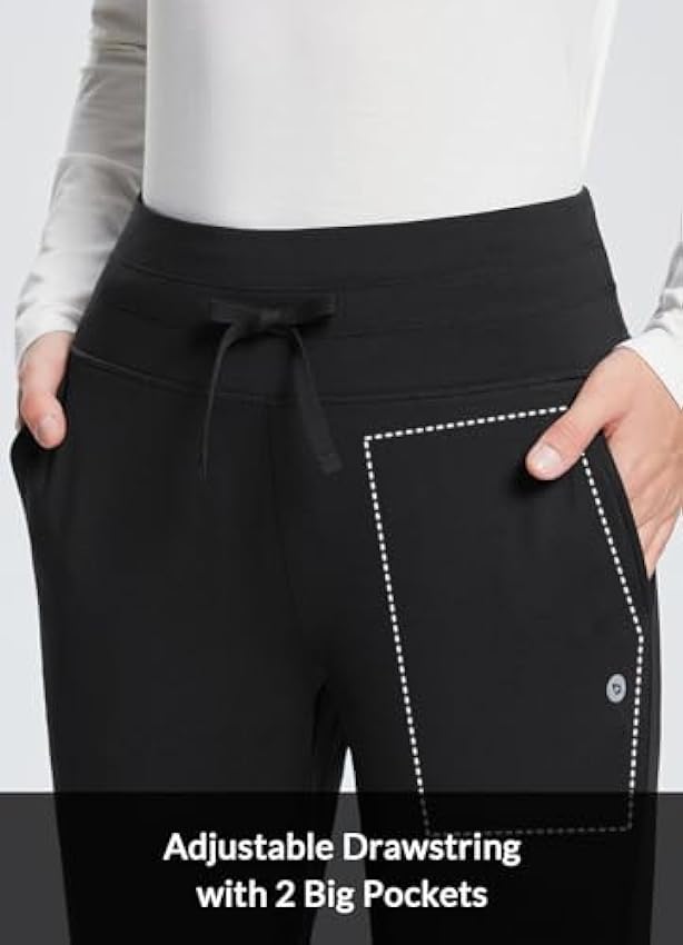 BALEAF Pantalon de jogging thermique taille haute doublé en polaire résistant à l´eau pour femme avec poches elwOqPOH