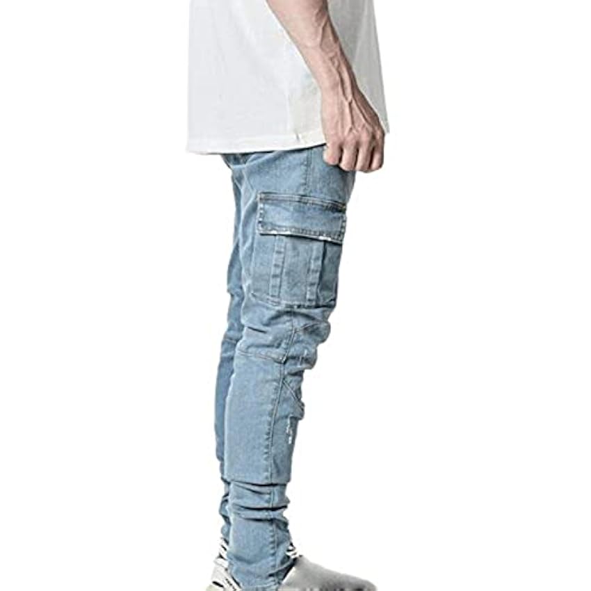 ADOSSAC Jeans pour Homme Pantalon Denim Slim Fit Vetement Jeans De Survêtement Homme Coton de Couleur Pantalon de Travail Hip-hop délavé Vintage OKPrBv68