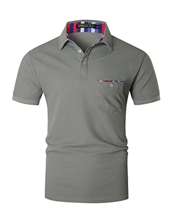 VMSUCIJ Mode Polo Homme Manches Courtes des Rayures Colorées Casual Sport T-Shirt avec Poche Cn1qE7Vu