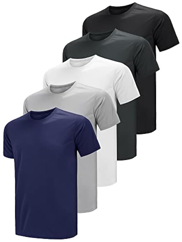 Teesmen Homme Sport T-Shirt 5pack Gym Manches Courtes Courir Simple Mulit Crew Neck Workout T-Shirt UDanN6yu