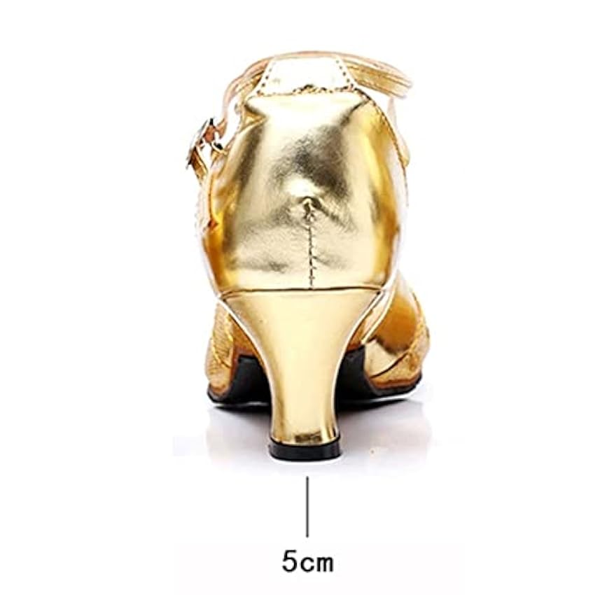 FM2018XSL Chaussures de Latines pour Femme avec Sangle de Cheville 5cm Décoration Paillettes Tango Jazz Rumba Extérieur 6xlMff10
