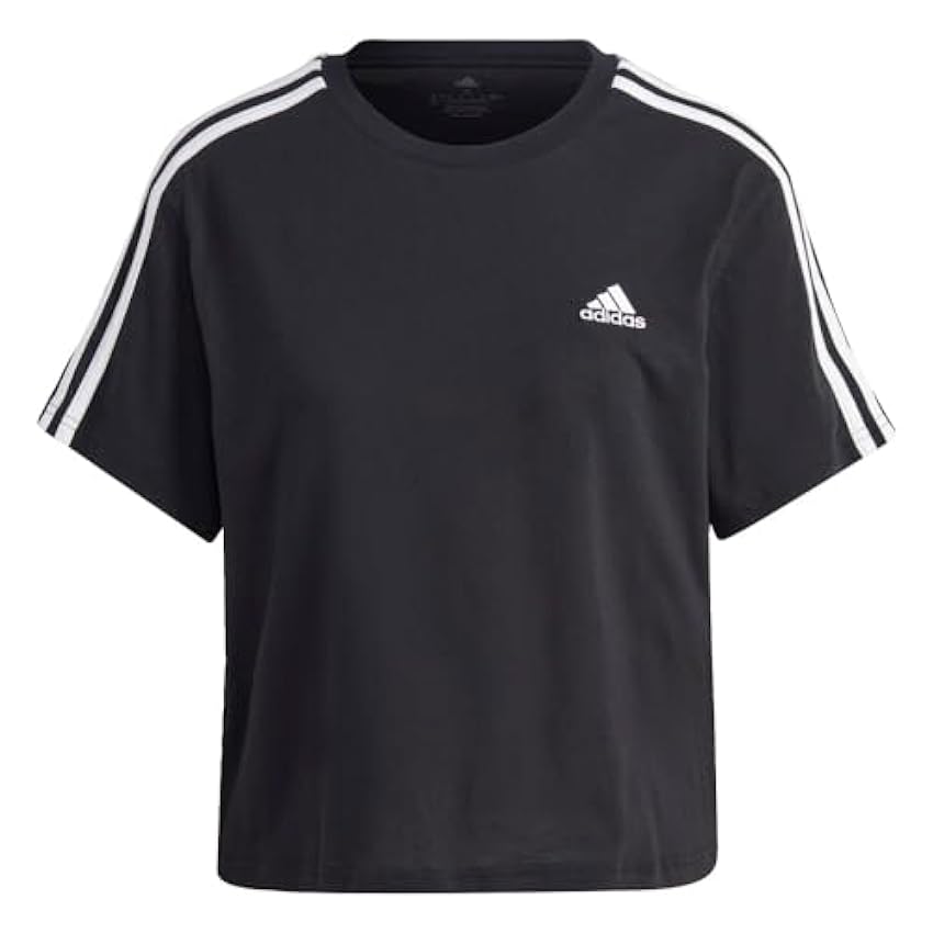adidas womens Essentials 3-stripes Single Jersey Crop Top T Shirt, Black/White, X-Small US vjE8aP8B