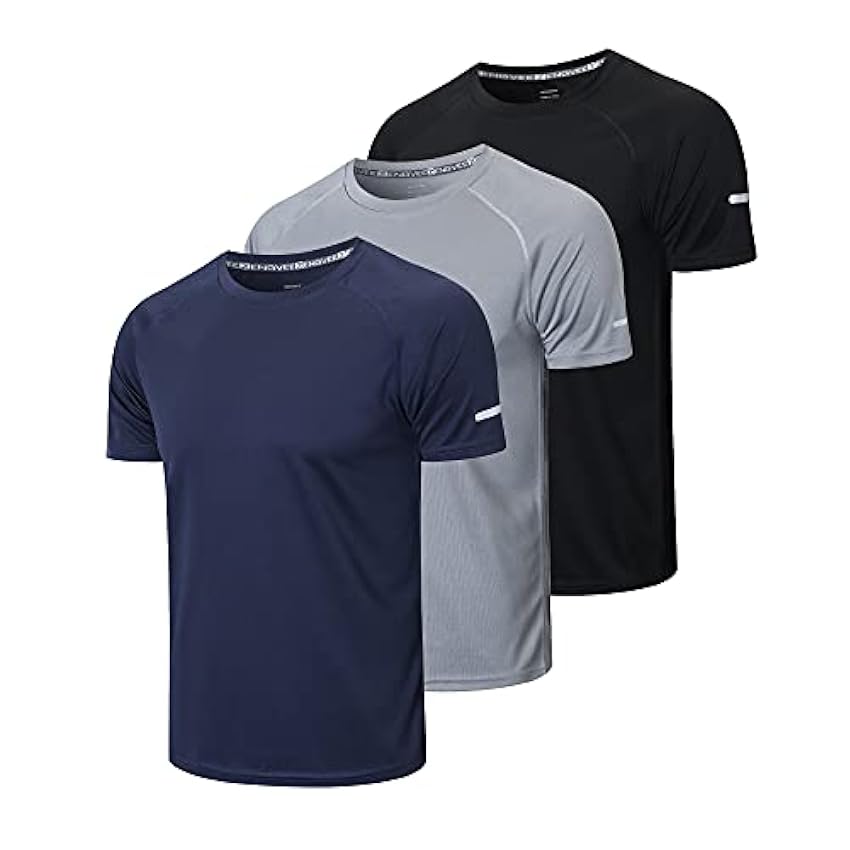 HUAKANG 3 Pack Tee Shirt Sport Homme T-Shirt à Manches Courtes Séchage Rapide Respirant Baselayer Haut Running Fitness Gym 4rPnDgaJ