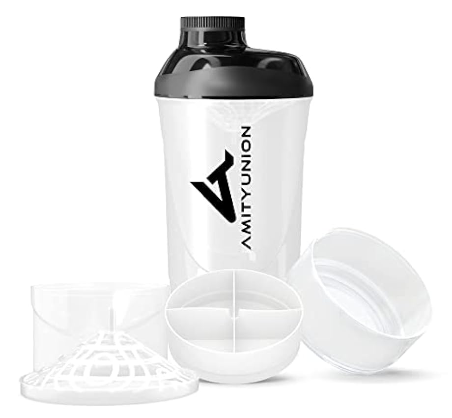 Protein Shaker Protein Shake Deluxe 800 ml - shaker protéiné étanche, sans BPA avec tamis et tartre pour les shakes crémeux de poudre de protéine de lactosérum - tasse de fitness en Or Noir 3wcjfon7