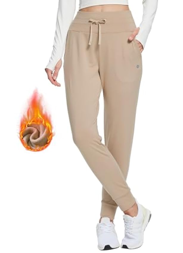 BALEAF Pantalon de jogging thermique taille haute doublé en polaire résistant à l´eau pour femme avec poches elwOqPOH
