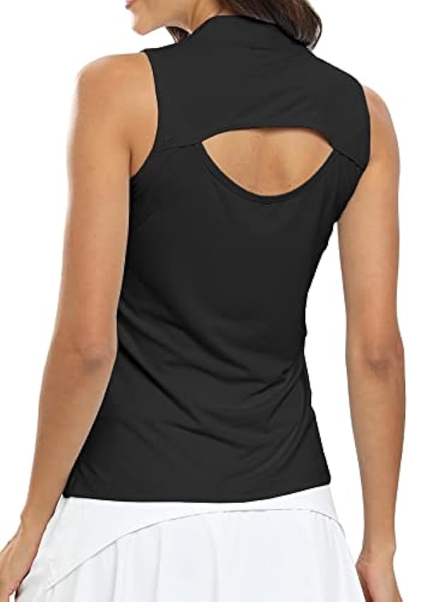 AjezMax Femme Polo sans Manches Sport Polo Shirt Backless Respirant Tennis Yoga Débardeur Col en V prOP8jnj