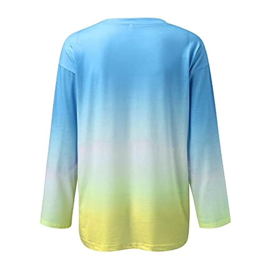 Hauts pour adolescentes et filles - Coupe ajustée - Dégradé de couleur - Décontracté - Col rond - Manches imprimées - T-shirt pour femme U7xTdM5L