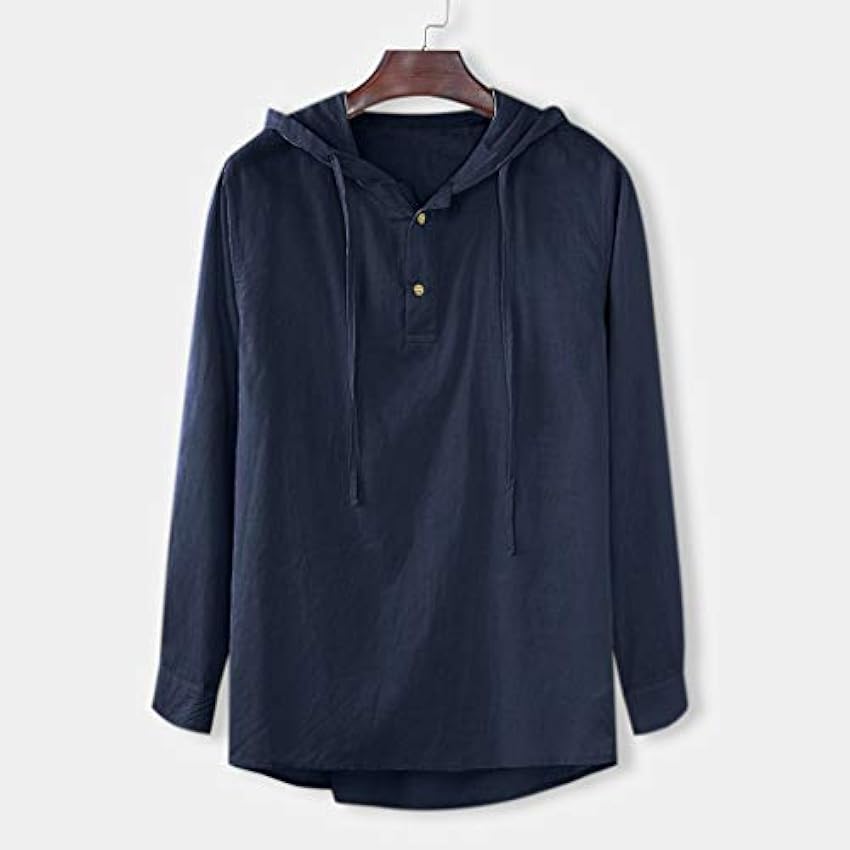 T Shirt Homme Manches Courtes Chemise Running Sport Solide Plus Long Cotton Linen Baggy Sleeve Hooded Button Tops Hommes Chemises Taille Hommes Blouse 1571gLtD