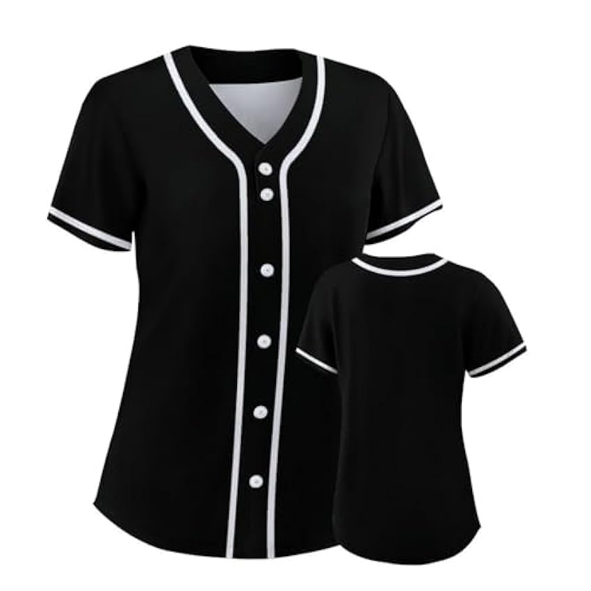 Maillots de Baseball Vierges - Chemise Hip-hop pour Femmes - Uniformes de Baseball boutonnés - Uniformes de Sport 655TCHwT