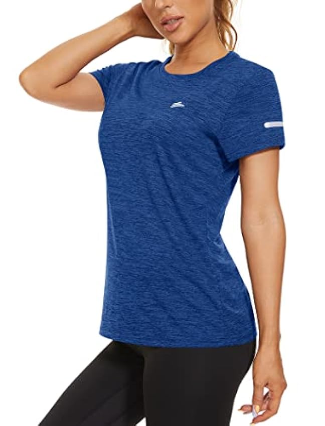 KEFITEVD T-Shirt de Course à Pied pour Femme Le T-Shirt de Randonnée pour Dame Top de Yoga Polyester pour Fille avec Col Rond lbCz1fPU