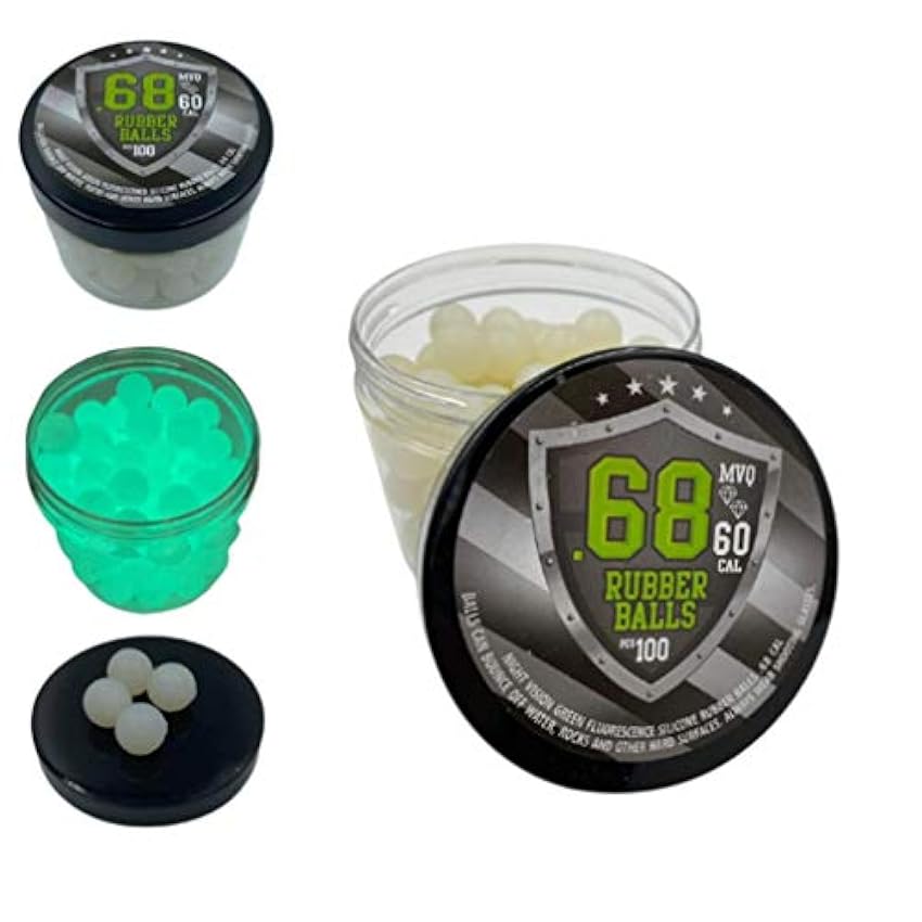 100 x Night Vision Silicon Rubber Balls in Green Fluore