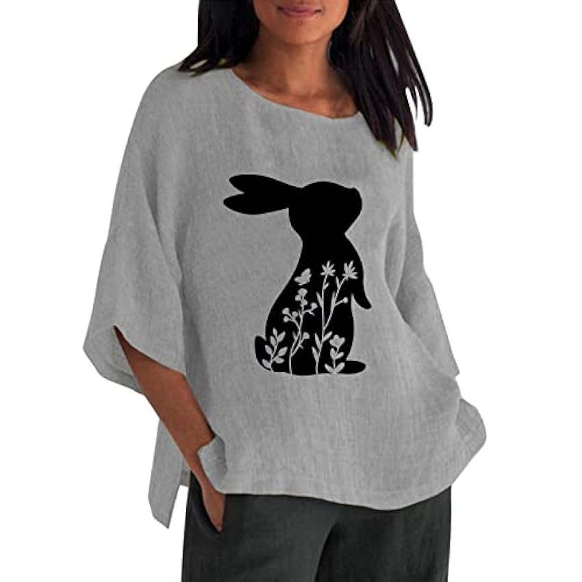 T-shirt décontracté pour femmes et filles 2024 avec motifs amusants, haut ample, tunique décontractée mélangée, t-shirt à manches courtes, chemise athlétique wKG66RbO