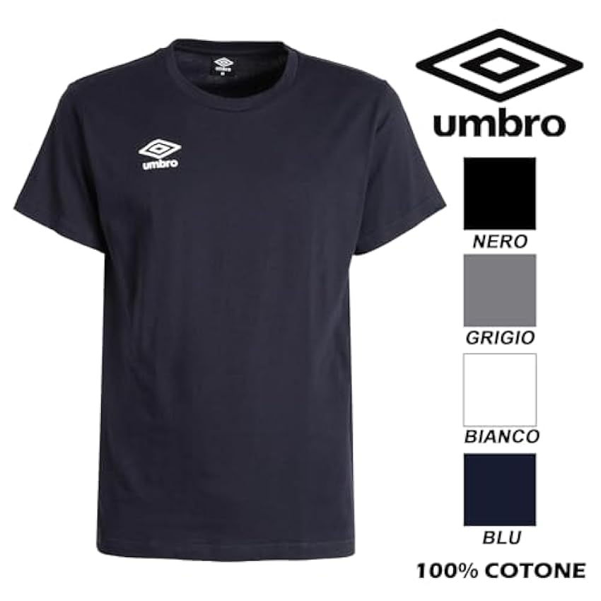 Umbro - T-shirt pour homme à manches courtes en coton pour sport et loisirs : T-shirt en coton, demi-manches, col rond, combiné avec un short cGOKcZSs
