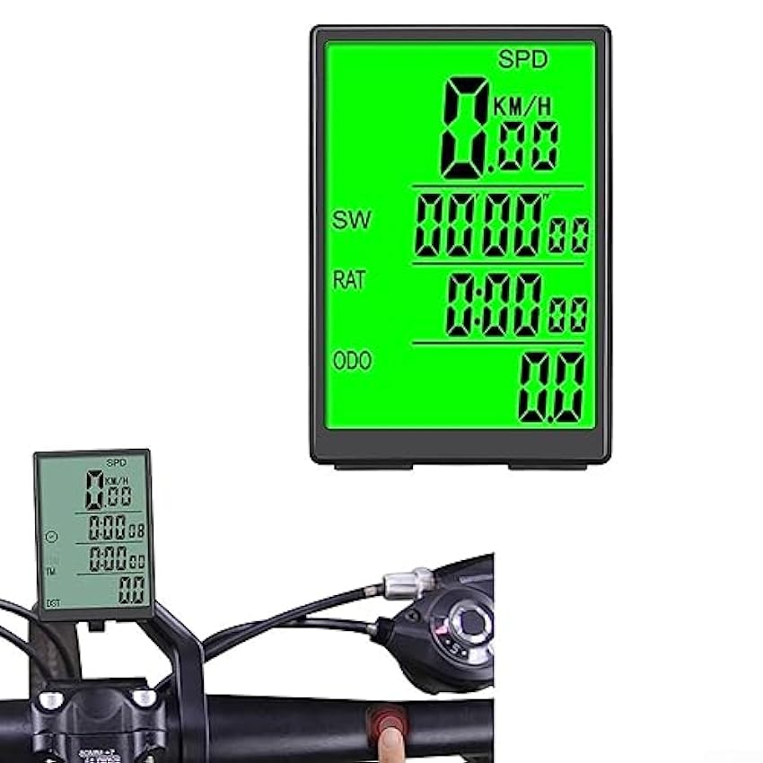 HpLive Compteur de vélo sans fil, chronomètre, compteur kilométrique, compteur de vitesse sans fil, étanche IPX7, grand écran LCD, multifonction, noir pLNvzFUw