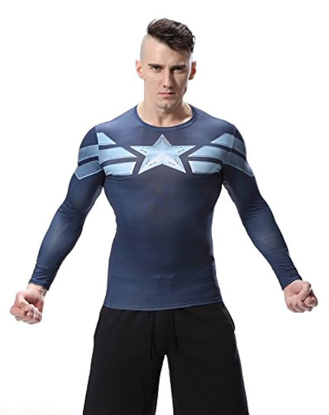 Cody Lundin Hommes Super Héros Amérique Leader Fitness Hommes Compression Courir Mouvement T-Shirt d´entraînement Chemise à Manches Longues nhnUx6Up