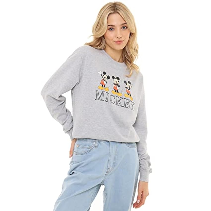 Cotton Soul Disney Mickey Mouse Sweatshirt rétro années 90 pour femme, gris chiné I9qtdPDI