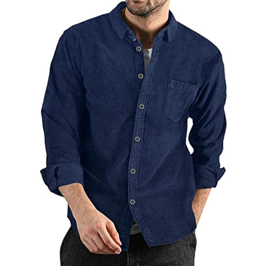 Chemise à manches longues pour homme - Coupe droite - T-shirt à manches longues - Chemise de loisirs pour homme - Coton - Chemise en lin - Chemise de loisirs - Chemise d´hiver w2Ur7Xzb