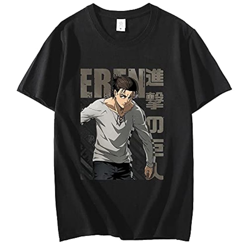 JFLY 2021 Harajuku Man Eren Attaque sur Titan T-Shirts T-Shirts Chemise Noir À Manches Courtes Esthétique Anime T-Shirt Style Japonais Japonais nPKvK9IA