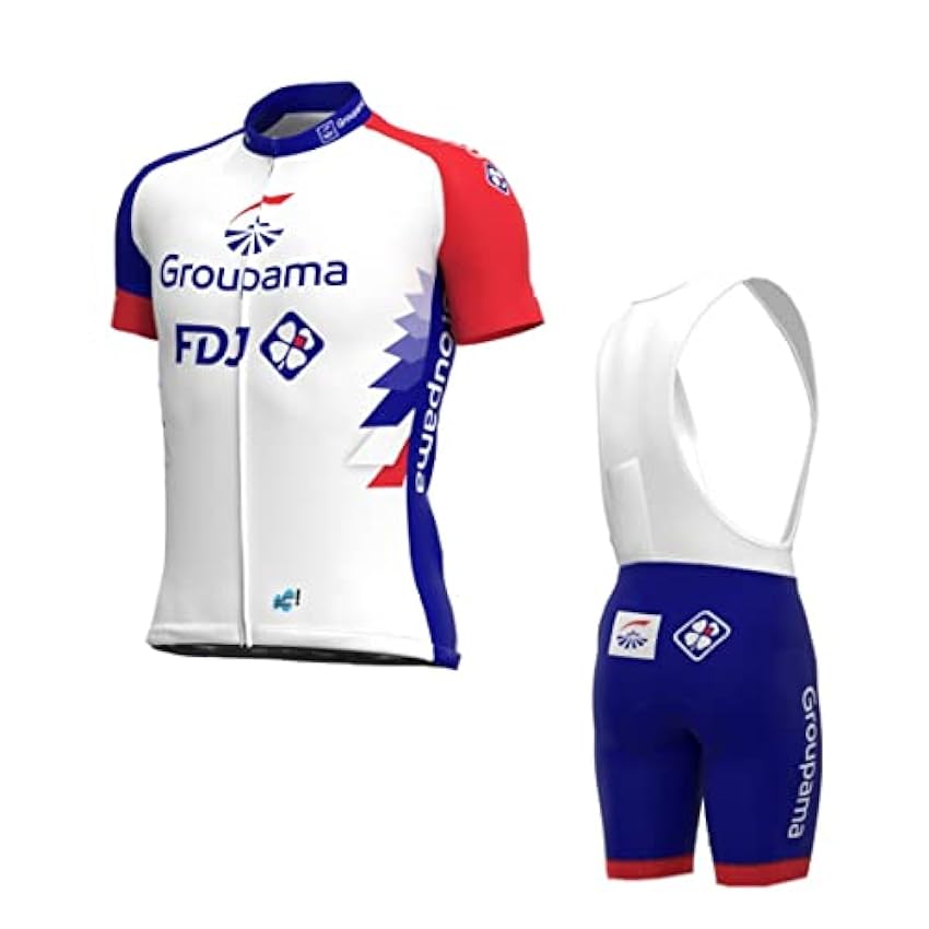 Générique 2022 Pro Team FDJ Europe Tour Ensemble de maillot de cyclisme pour hommes, maillot de vélo vtt respirant Kits de cuissard à bretelles GEL Paddad (L) 4gti6EIv