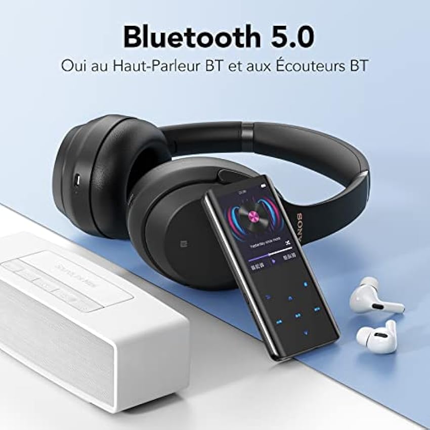 AGPTEK 32Go Haut-Parleur MP3 Bluetooth 5.3, 2.4 Pouces Grand Écran Lecteur Musical Sport HiFi Audio en Métal avec Bouton Tactiles de Volume/Podomètre/Radio FM, Carte TF Jusqu’à 128G-Noir ovD4z7Zl