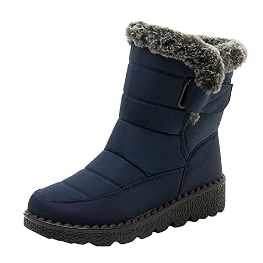 Bottes de neige pour femme - Avec talon - Doublure coupe-vent - Chaussures de randonnée - Bottes larges - Confortables - Large tige - Bottes d´hiver - Noir - Imperméables - Courtes - Bottes de neige jdvVBy2j