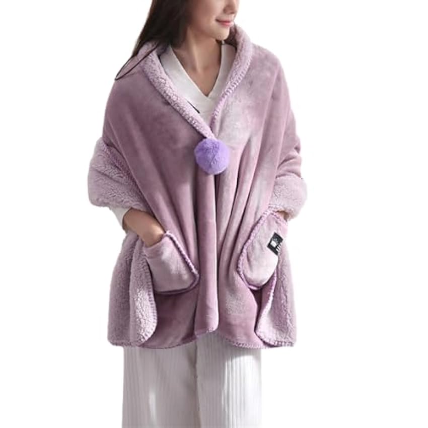 budiniao Restez au chaud avec style avec une veste de lit à boutons en polaire douce, veste de lit à boutons en polaire douce avec poches en Polyester chaud et confortable, rose 2xqL7l1I