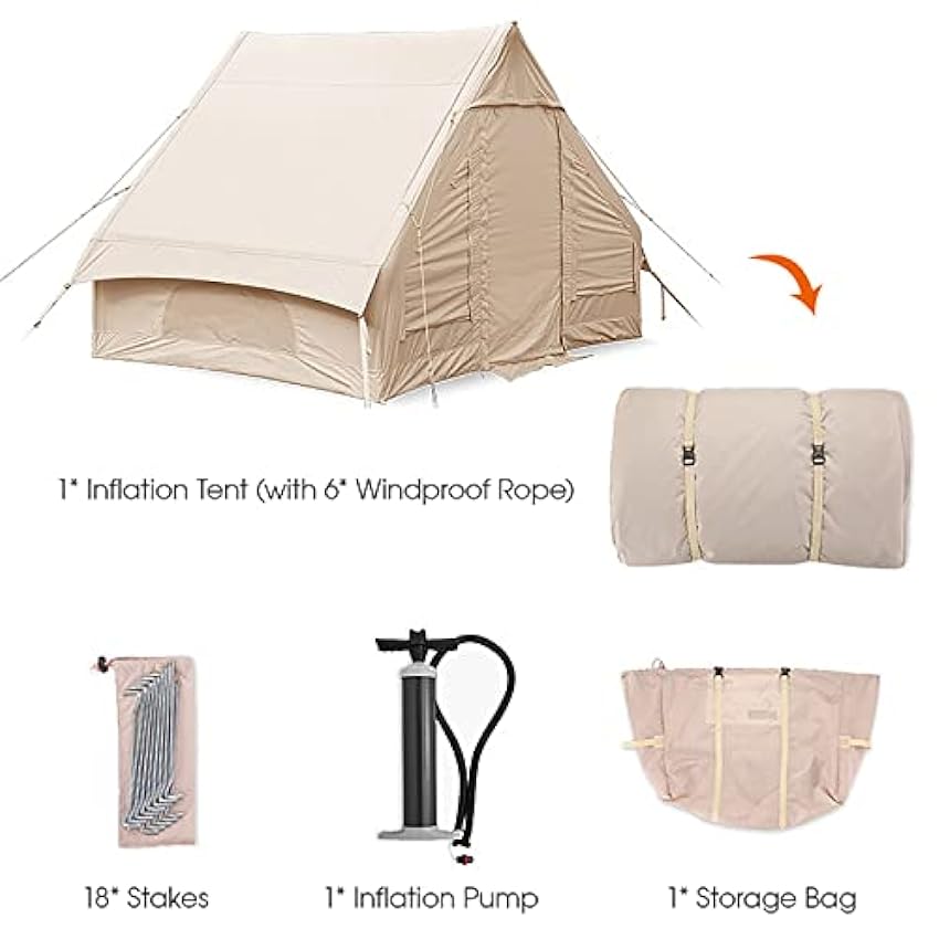 Grande Tente Gonflable pour Camping étanche 4-6 Personnes Pas Besoin de Poteau de Tente installé en Quelques Secondes avec Pompe à air et Sac de Transport randonnée en Plein air Alpinisme Lx1Q4V1H