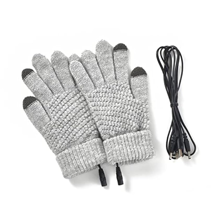Gants chauffants USB pour homme et femme, gants chauffants électriques tactiles, amovibles et lavables, grands gants chauffants tricotés pour cadeau d´hiver VCyP3atK