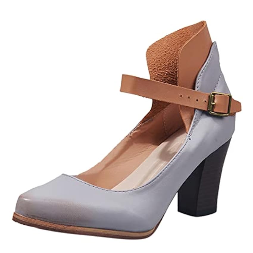 IQYU Chaussures d´extérieur pour femme - Couleur unie - Chaussures de loisirs avec talon bloc à talons hauts - Chaussures de soirée avec bout pointu - Chaussures de marche avec amortissement doux - mhHdPYrH
