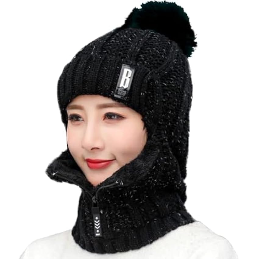 Écharpe d´hiver 2 en 1 en tricot - Écharpe en tricot - Coupe-vent - Bonnet pour femme - Masque chaud - Casque de ski - Casque de ski - Cagoule de moto - Hiver 2npzu6ox