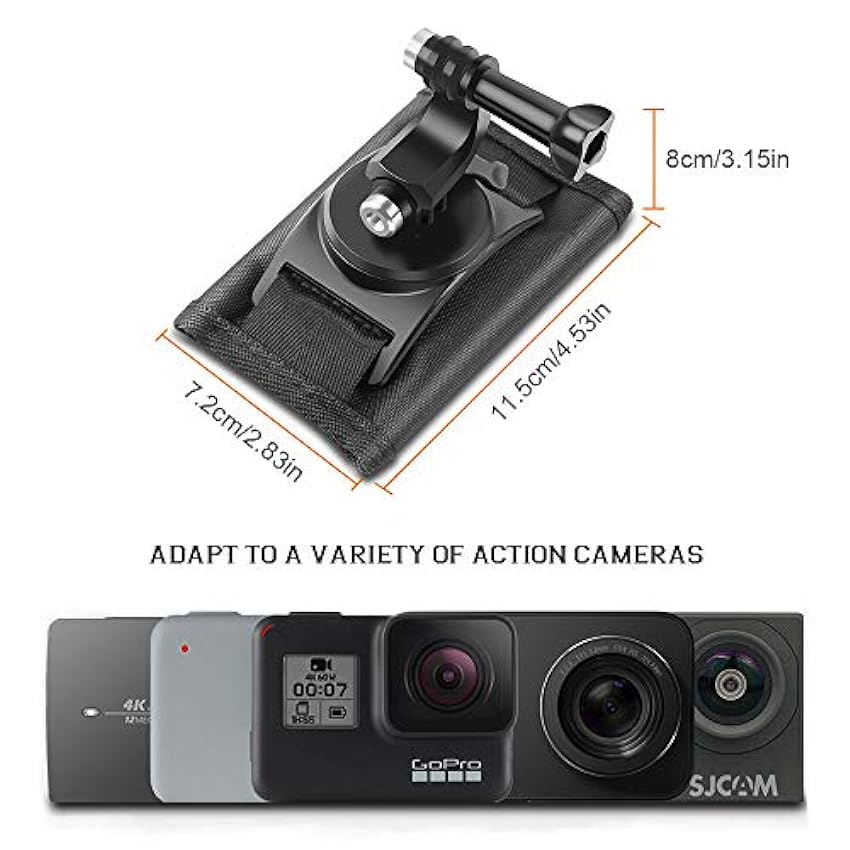 LIBRNTY Pack Mount - Support de Sangle d´épaule pour caméras d´action,Mise à Niveau en 2023,Fixation en J pivotant à 360 °,pour caméras d´action, Xiaomi, SJCAM (Accessoires 1) v2ITI3Ox