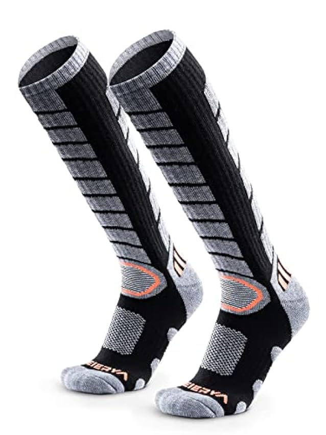 WEIERYA 2/3 paires Chaussettes de ski Laine Mérinos, Longues Thermique Chaussettes Hautes pour Ski, Randonnée, Cyclisme, Sport d´hiver LTYJUEHf