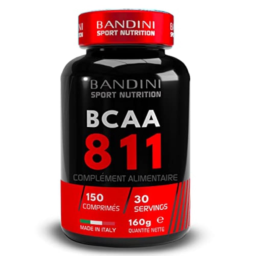 Bandini® BCAA 8.1.1 Comprimés | Acides Aminés à Chaîne Ramifiée, Leucine, Isoleucine, Valine + Vitamine B1 et B6 | Supplément Pré et Post Workout | Acide Amines 8:1:1 150 comprimés | 100% Vegan vCMrqSF1