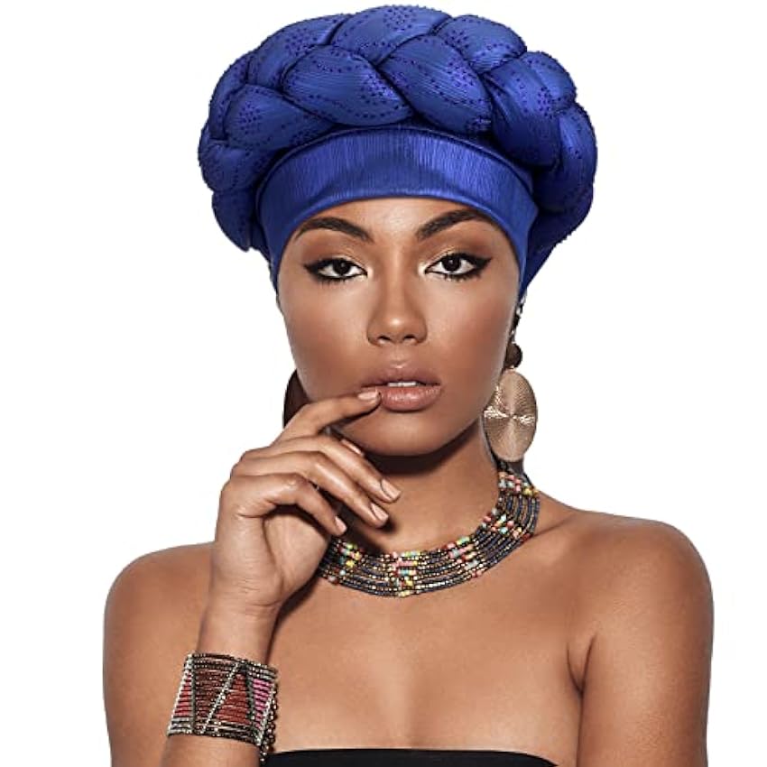 Lot de 6 turban africains pour femme noire - Bonnet tressé extensible et élastique - Turban africain torsadé pour femme et fille 9RrTKL5o