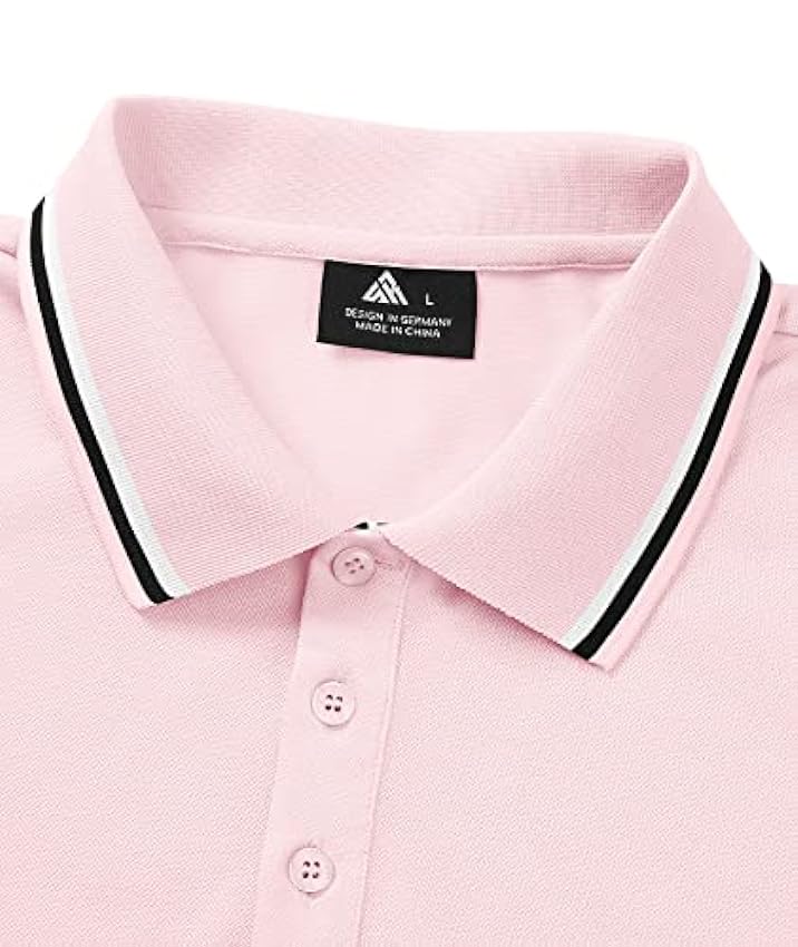 SPEEDRUN Polo Homme Manches Courtes d´été Casual Blanc Polos de Sport Golf Tennis Regular Fit T-Shirt Business Rayure b57FVWcH