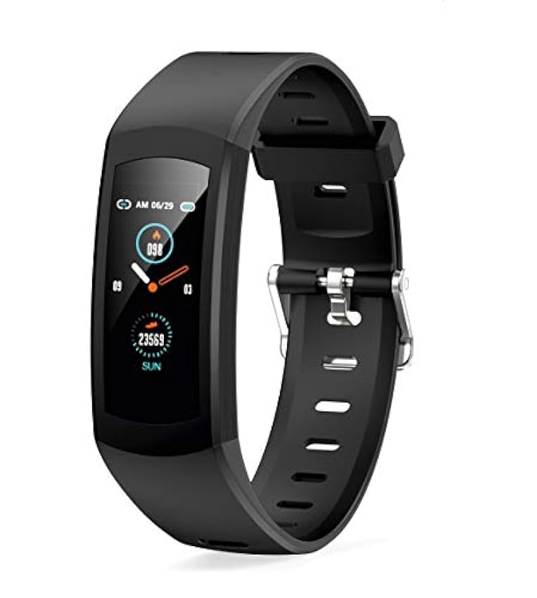 Novasmart -runR ONE Bracelet de fitness connecté, avec écran couleur et fonctions de suivi d´activité, de la fréquence cardiaque, de la tension artérielle, du sommeilet des calories brûlées, Noir JXj1KM1E